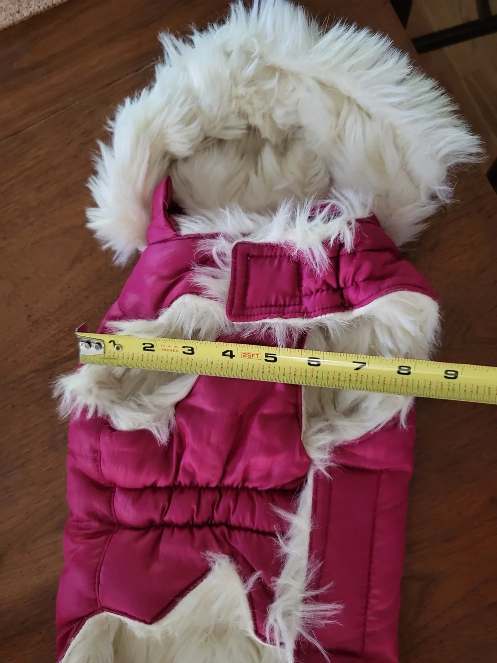 BOBBY Pink Puffer Dog Coat Faux Fur Hood Size S NWOT